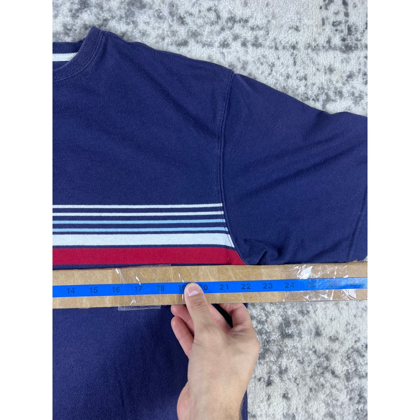 Vintage Navy Blue Stripped Shirt - XL