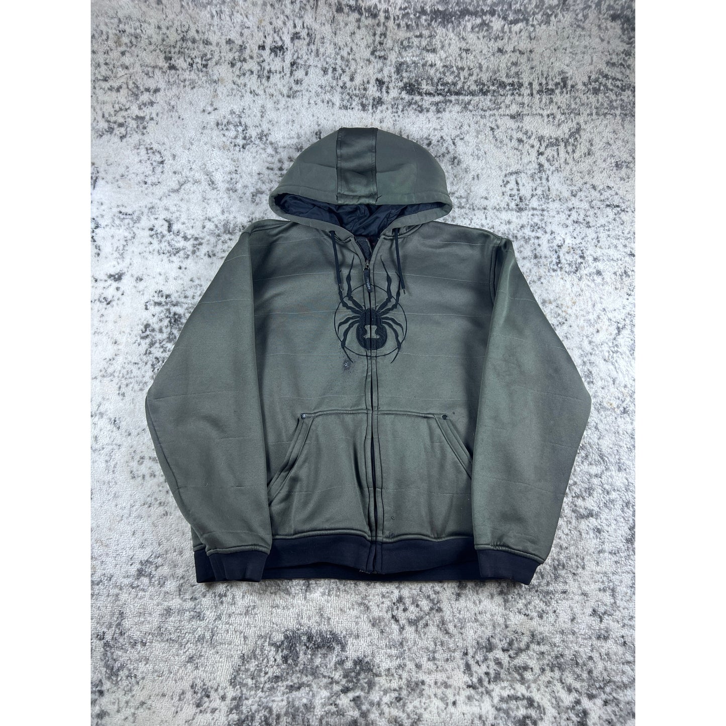 Y2k Spider Full Zip Grey Hoodie - L