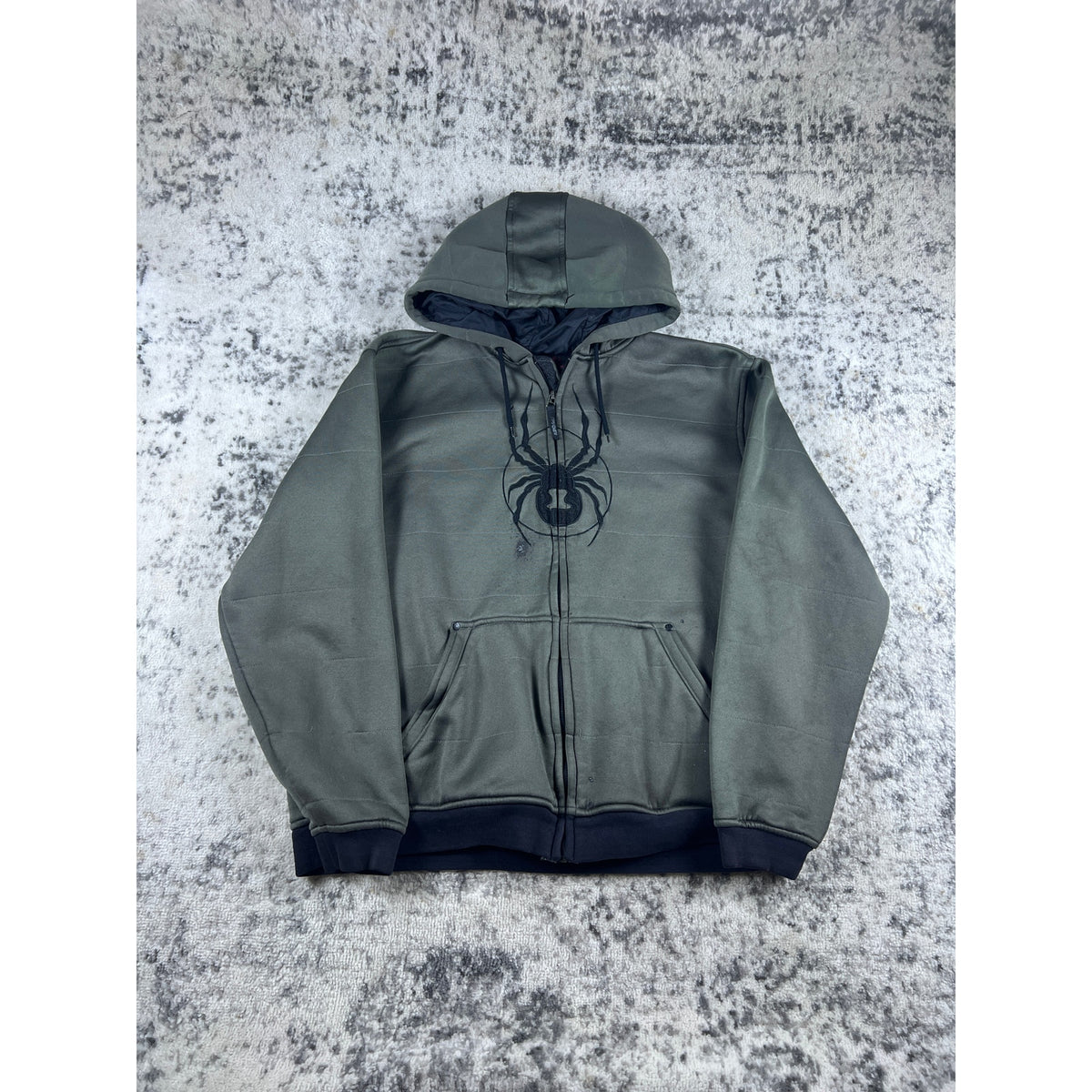 Y2k Spider Full Zip Grey Hoodie - L