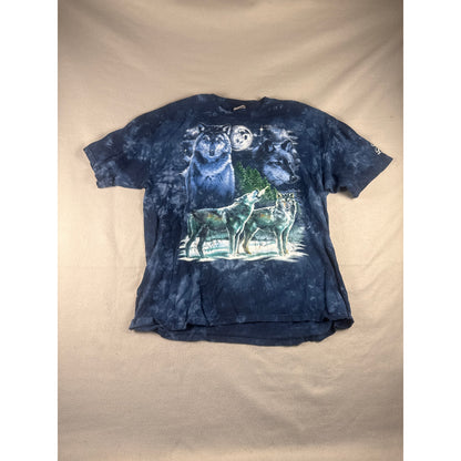 Desert Wash Wolf Howling at the Moon T-Shirt - XL