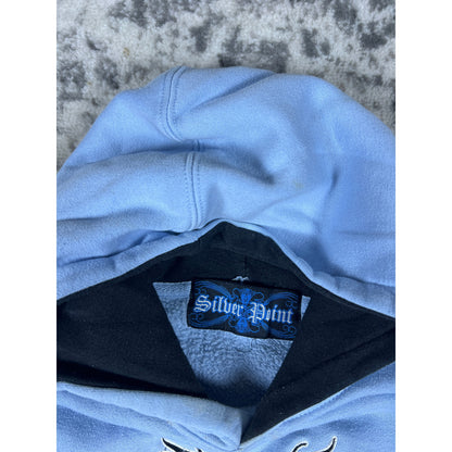 VTG Silver Point Blue Dragon Hoodie - XS