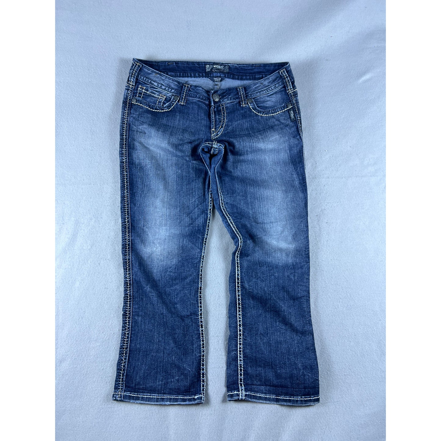 Silver Twisted Capri Jeans Womens - 32