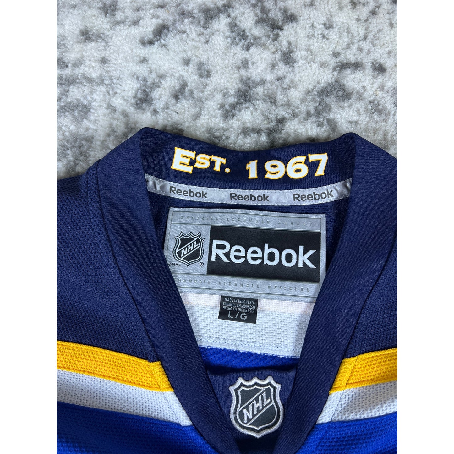 DAVID BACKES REEBOK PREMIER ST. LOUIS BLUES NHL Hockey Jersey Size L 2000's