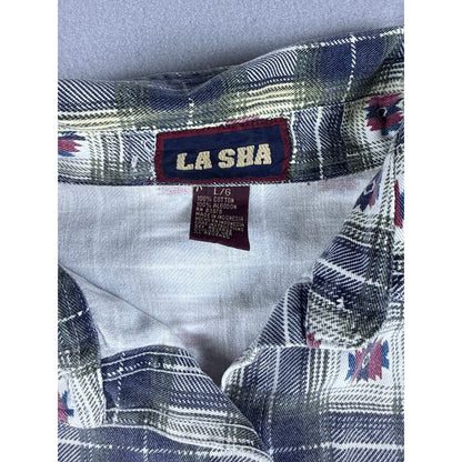 Vintage La Sha Plaid Aztec Shirt - L