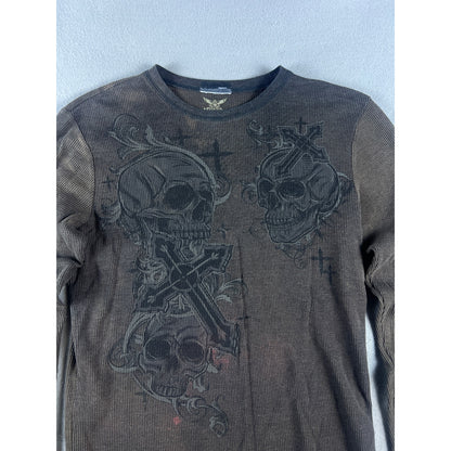 Faded Glory Skulls Cross Thermal Shirt - M