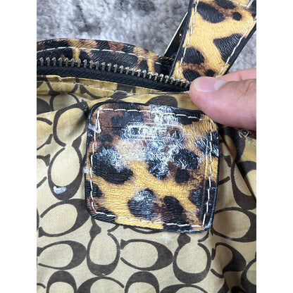 Vintage Black Lepord-Print Coach New York Tote Bag