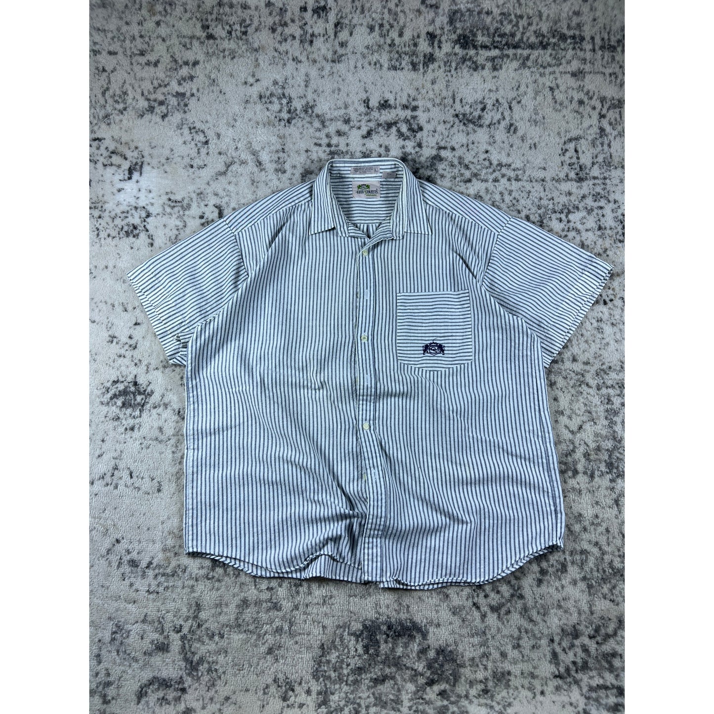 Vintage 90s Pinstripe Button Up Shirt - L
