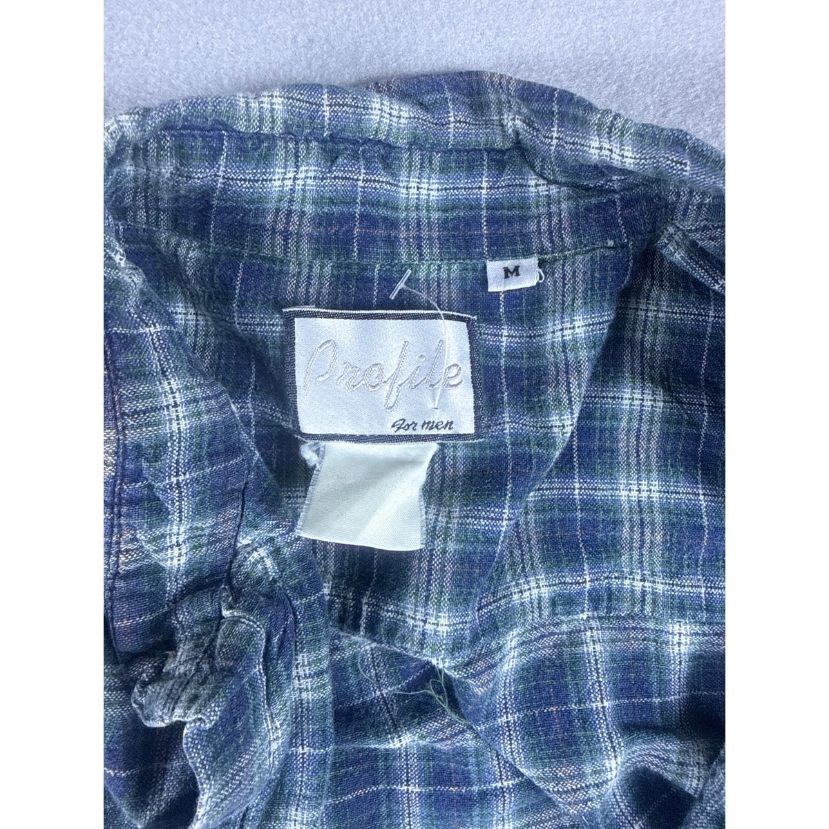 Vintage Profile Flannel Plaid Men Shirt - M