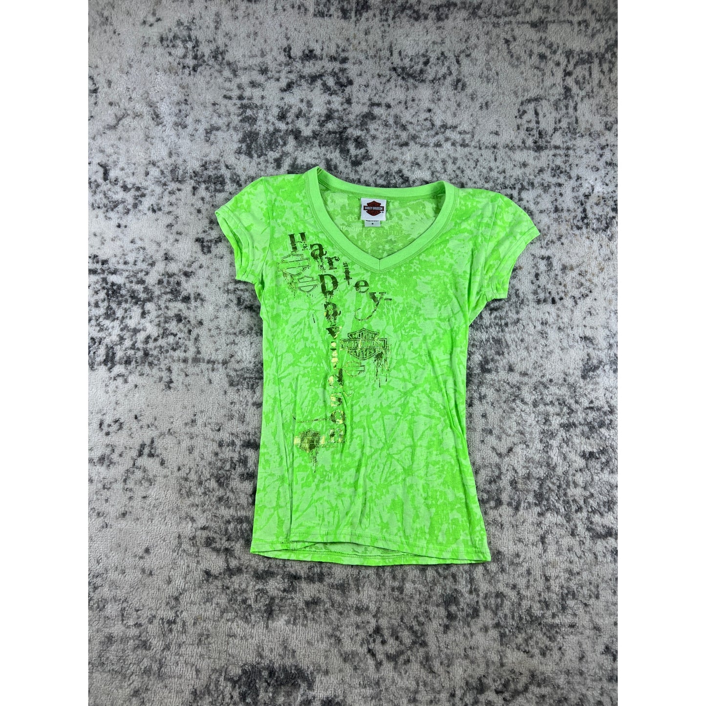 Y2k Green Harley Davidson Lace Top - S
