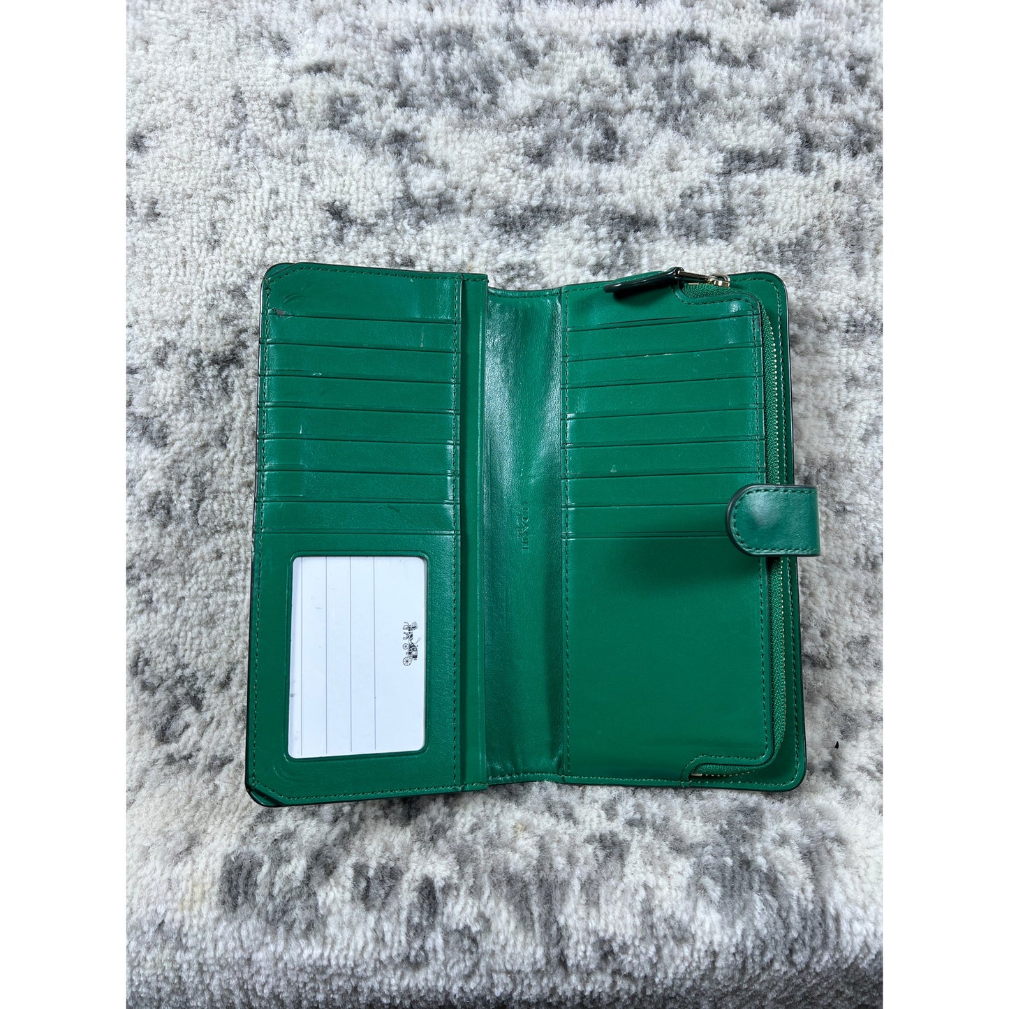 COACH New York Womans Emerald Green Skinny Refined Calf Leather Wallet