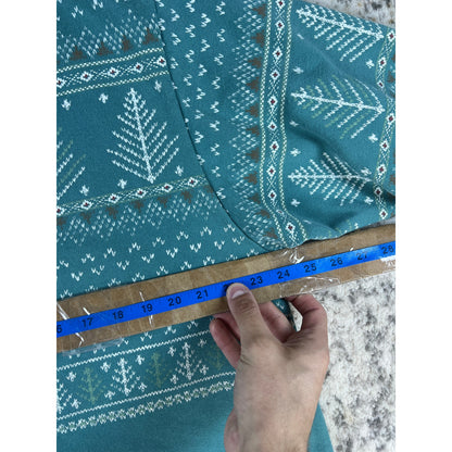 Vintage Teal Blue Tree Button Up Crewneck - M